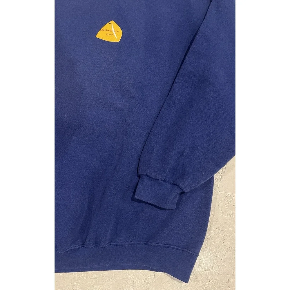 Vintage Lee Heavyweight Anchorage Cup 2000 Crewneck Sweatshirt‎ Size 2XL Blue